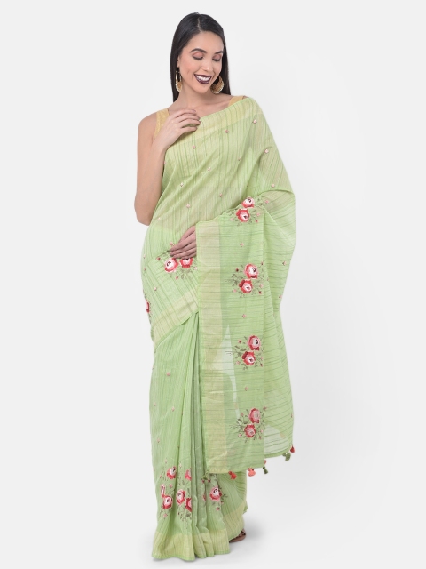 

Neerus Green Embroidered Saree
