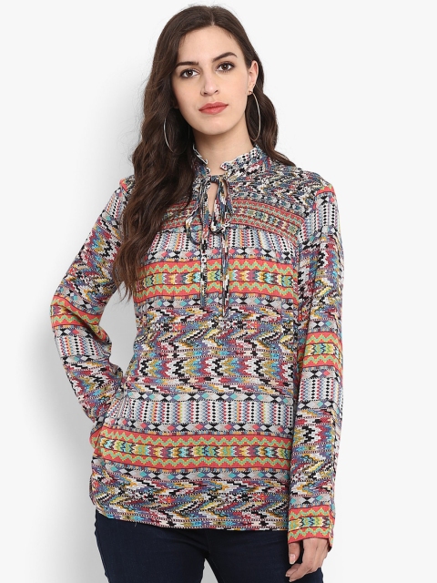 

Aditi Wasan Multicoloured Printed Tie-Up Neck Top, Multi