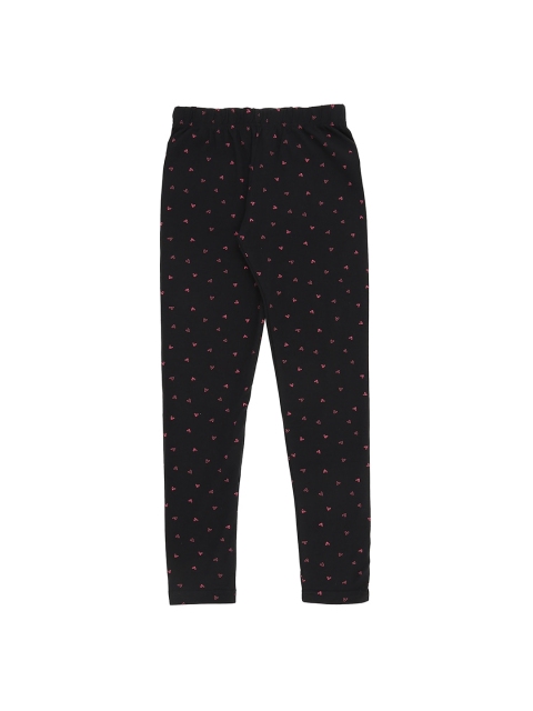

Pantaloons Junior Girls Black & Pink Printed Ankle-Length Leggings