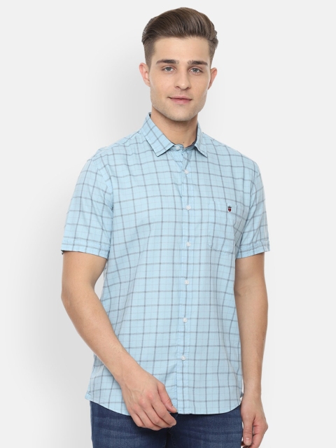 

Louis Philippe Jeans Men Blue Slim Fit Checked Casual Shirt