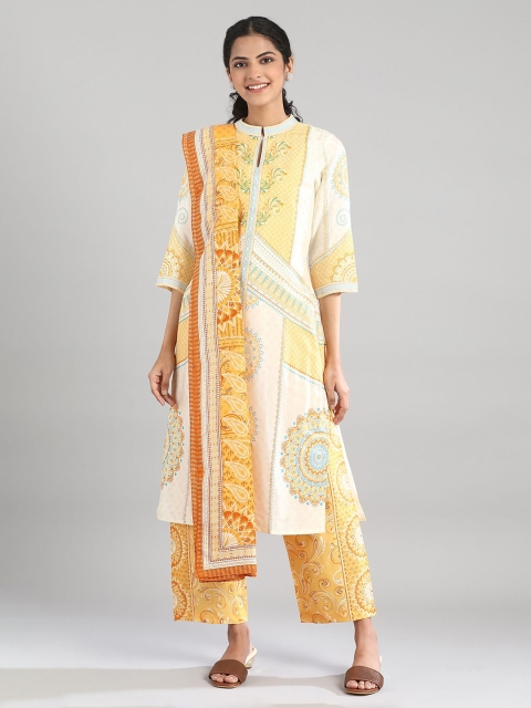 

AURELIA Yellow Printed Dupatta