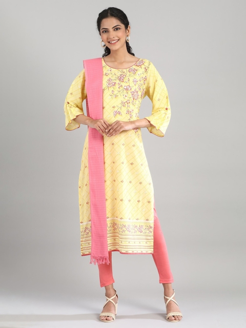 

AURELIA Pink Checked Cotton Dupatta