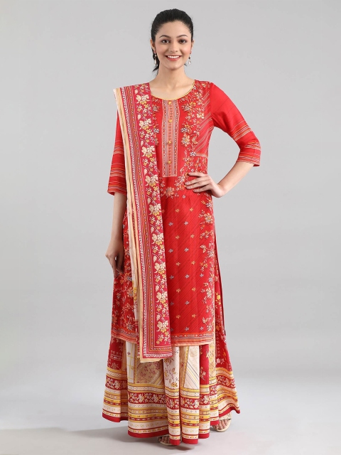 

AURELIA Pink & Red Printed Dupatta