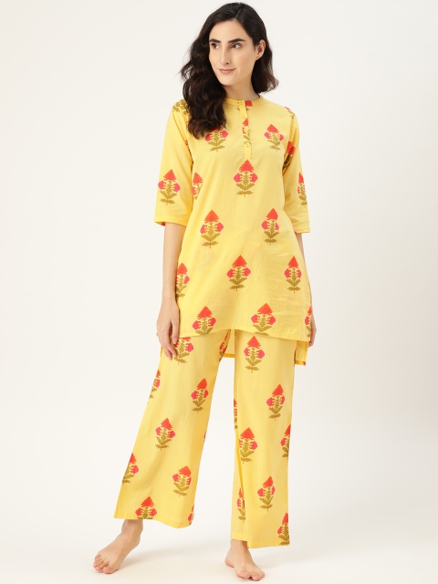

Clt.s Women Yellow & Red Pure Cotton Printed Nightsuit