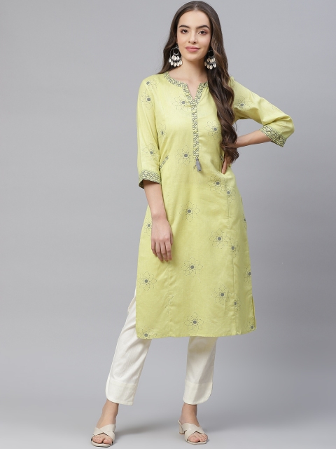 

Laabha Women Green & Black Floral Printed Floral Kurta