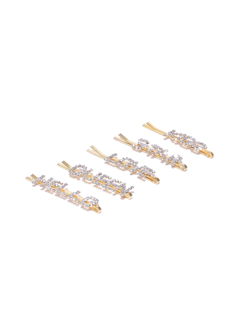 

Blueberry Women Set of 5 Gold-Plated Embellished Bobby Pins