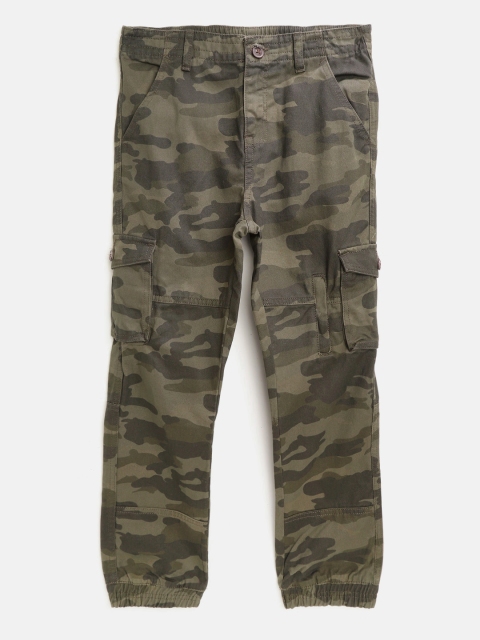 

Marks & Spencer Boys Olive Green Camouflage Print Cotton Cargo Joggers