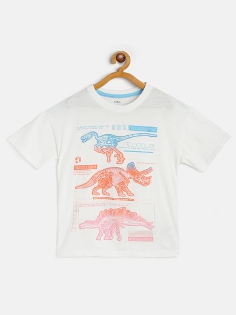

Marks & Spencer Boys White & Orange Dinosaur Print Cotton T-shirt