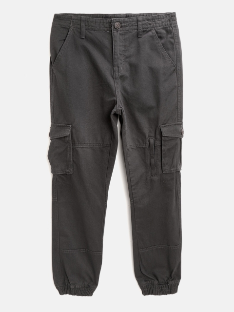 

Marks & Spencer Boys Charcoal Grey Solid Cotton Cargo Joggers