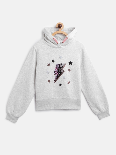 

Marks & Spencer Girls Grey Melange Printed & Sequinned Hooded Sweatshirt