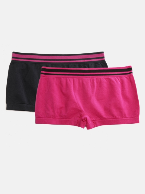 

Marks & Spencer Girls Pack of 2 Solid Boy Shorts T713416S, Pink