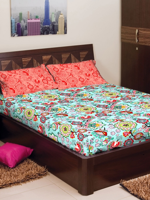 

STELLAR HOME Multicoloured 120 TC Cotton Double Bedsheet with 2 Pillow Covers, Multi