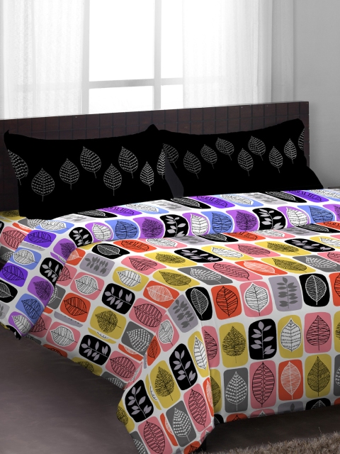 

STELLAR HOME Multicoloured 120 TC Cotton Double Bedsheet with 2 Pillow Covers, Multi