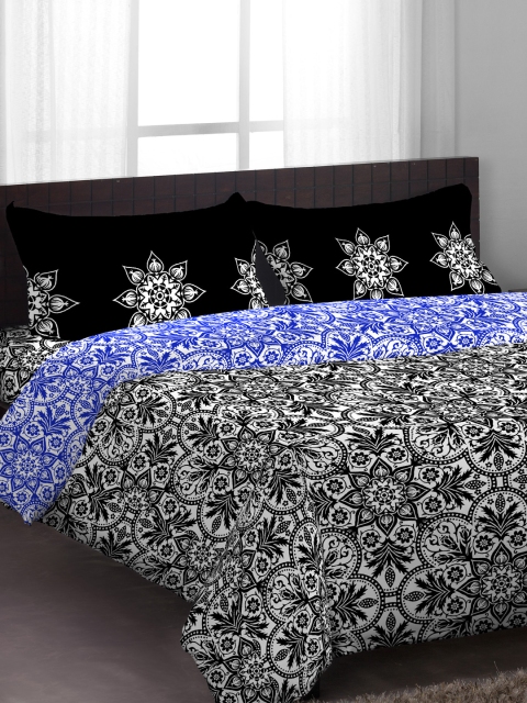 

STELLAR HOME Black & White 120 TC Cotton Double Bedsheet with 2 Pillow Covers