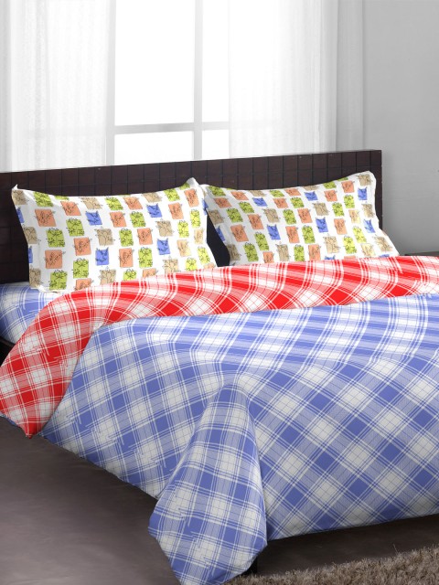 

STELLAR HOME Blue 120 TC Cotton Double Bedsheet with 2 Pillow Covers