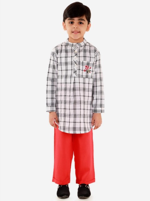 

Lil Peacock Boys White Pure Cotton Kurta with Pyjamas