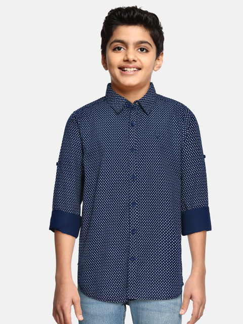 

Allen Solly Junior Boys Navy Blue Slim Fit Printed Cotton Casual Shirt