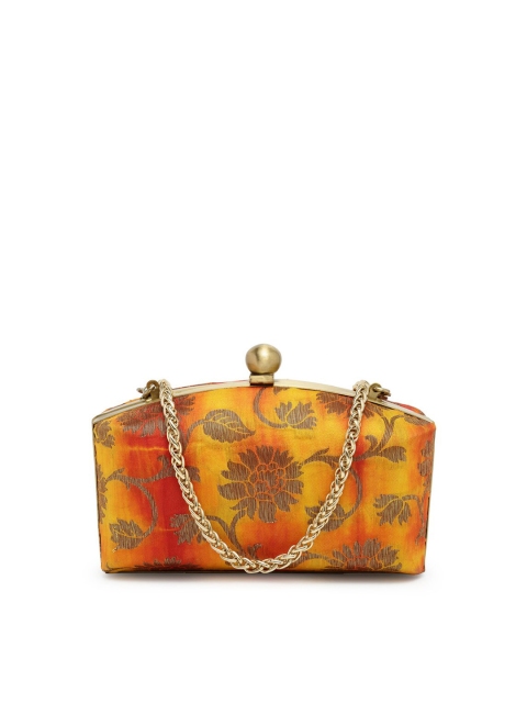 

PRACCESSORII Yellow & Orange Printed Box Clutches