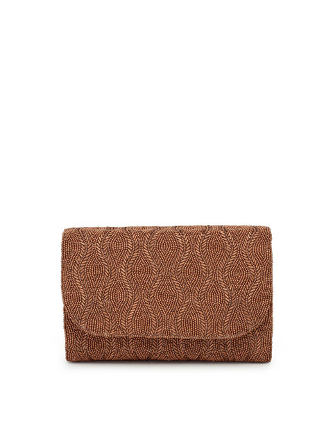 

PRACCESSORII Rose Gold Embellished Envelope Clutch