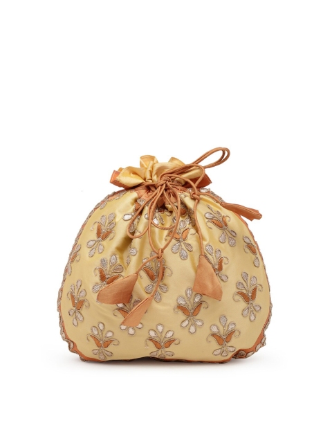 

PRACCESSORII Yellow & Beige Embroidered Potli Clutches