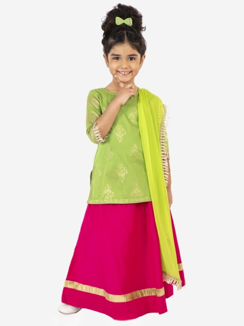 

Lil Peacock Girls Green & Red Printed Ready to Wear Lehenga Choli