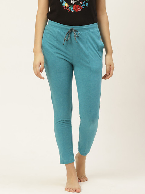 

MRASIS Women Blue Solid Cropped Lounge Pants
