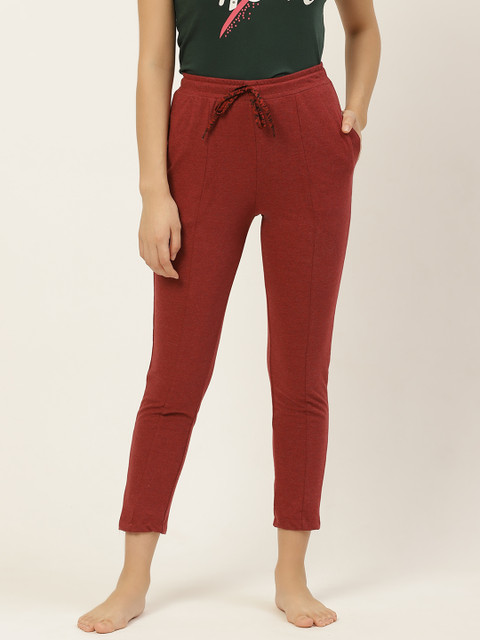 

MRASIS Women Maroon Cotton Solid Lounge Pants