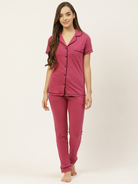 

MRASIS Women Magenta Solid Night suit