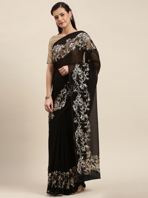 

Soch Black Solid Pure Georgette Saree