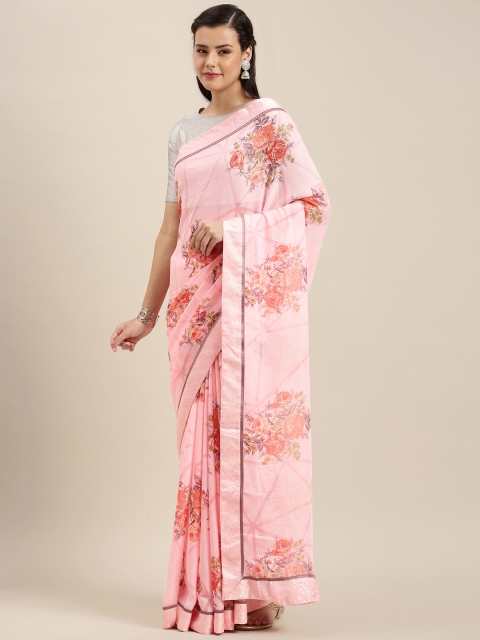 

Soch Pink Printed Poly Georgette Saree