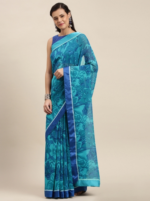 

Soch Blue Floral Printed Poly Georgette Saree