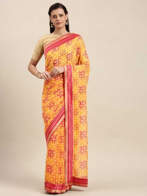 

Soch Yellow & Red Poly Georgette Printed Saree