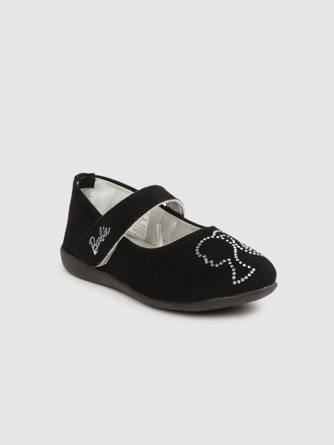 

toothless Girls Black & Silver-Toned Barbie Studded Mary Janes