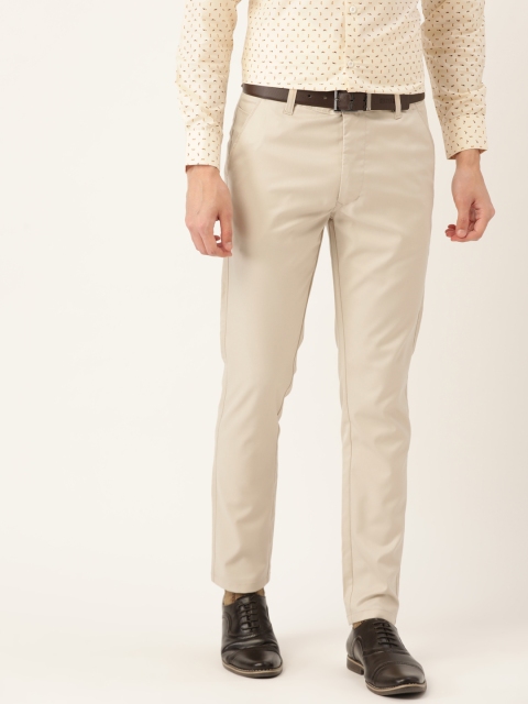 

SOJANYA Men Beige Solid Smart Fit Formal Trousers