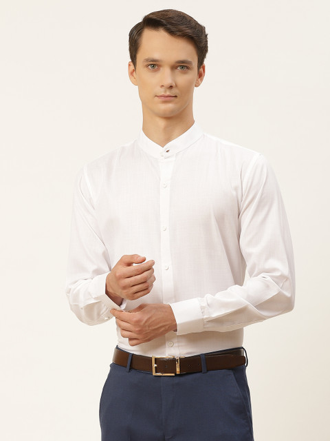 

SOJANYA Men White Cotton Linen Formal Shirt