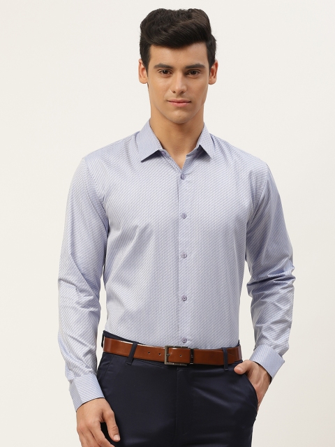 

SOJANYA Men Blue & Grey Pure Cotton Printed Classic Formal Shirt
