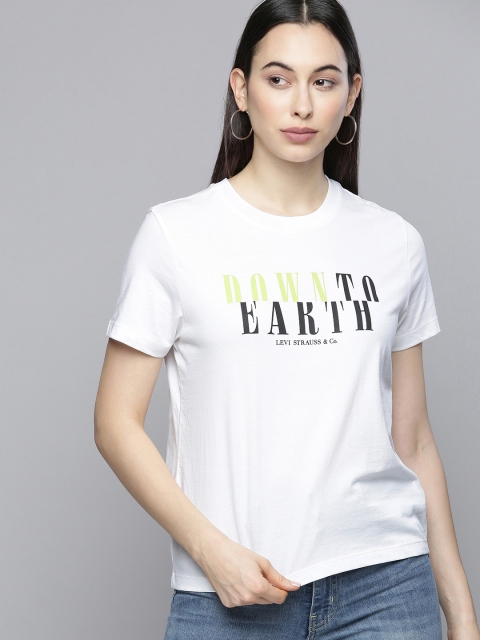 

Levis Women White Typography Printed Pure Cotton Sustainable T-shirt