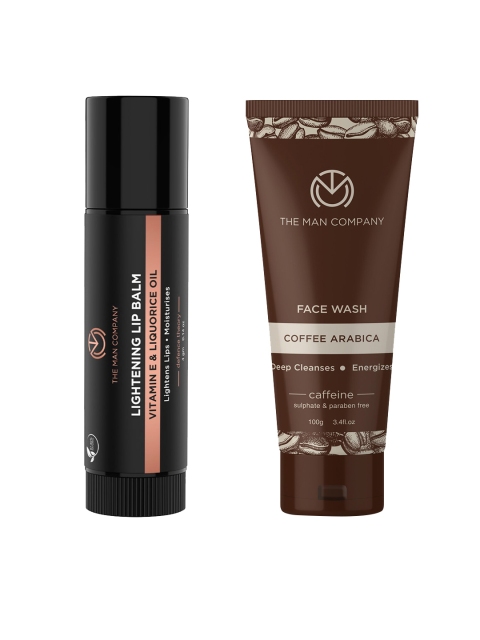 

THE MAN COMPANY Set of Caffeine Face Wash & Lightening Lip Balm, Coffee brown