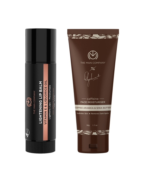 

THE MAN COMPANY Set of Caffeine Moisturiser & Lightening Lip Balm, Coffee brown