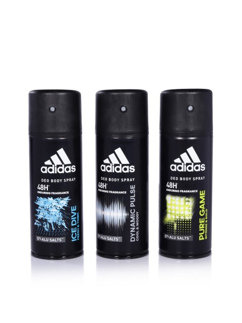 

Adidas Men Set of 3 Deodorant Body Sprays, Black
