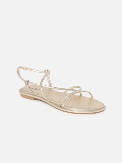 

ALDO Women Champagn-Toned Open Toe Flats, Champagne