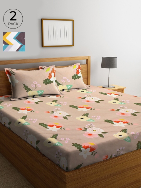 

KLOTTHE 210 TC Cotton 2 King Bedsheet with 4 Pillow Covers, Multi