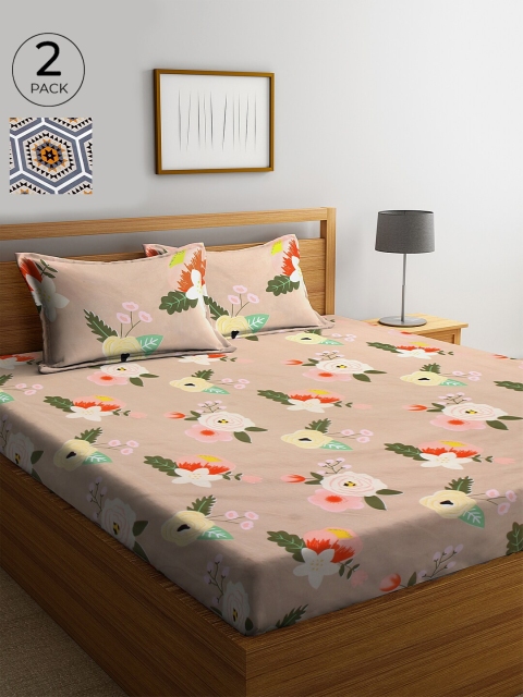 

KLOTTHE 210 TC Cotton 2 King Bedsheet with 4 Pillow Covers, Grey