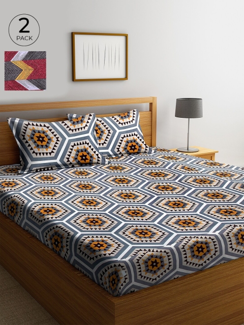 

KLOTTHE 210 TC Cotton 2 King Bedsheet with 4 Pillow Covers, Multi
