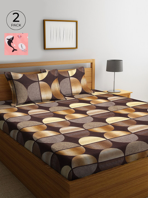 

KLOTTHE 210 TC Cotton 2 King Bedsheet with 4 Pillow Covers, Peach