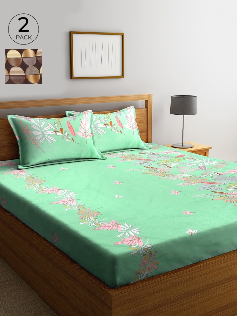 

KLOTTHE 210 TC Cotton 2 King Bedsheet with 4 Pillow Covers, Green