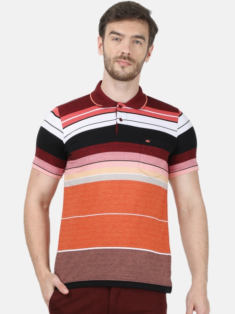 

Monte Carlo Men Multicoloured Striped Polo Collar T-shirt, Multi