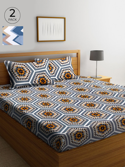 

KLOTTHE 210 TC Set of 2 Cotton King Bedsheet with 4 Pillow Covers, White