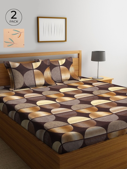 

KLOTTHE 210 TC Cotton 2 King Bedsheet with 4 Pillow Covers, Beige