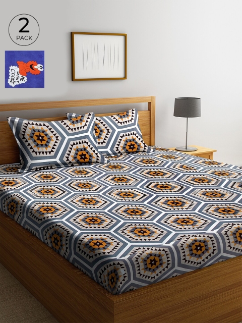 

KLOTTHE 210 TC Cotton 2 King Bedsheet with 4 Pillow Covers, Blue